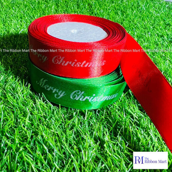 1" Merry Christmas Satin Ribbon